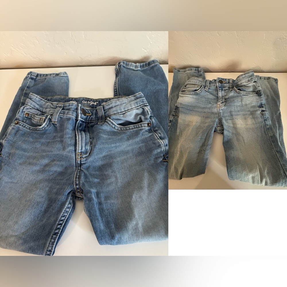 Two‎ pair Cat & Jack Kids Light Blue Relaxed Jeans Size 7